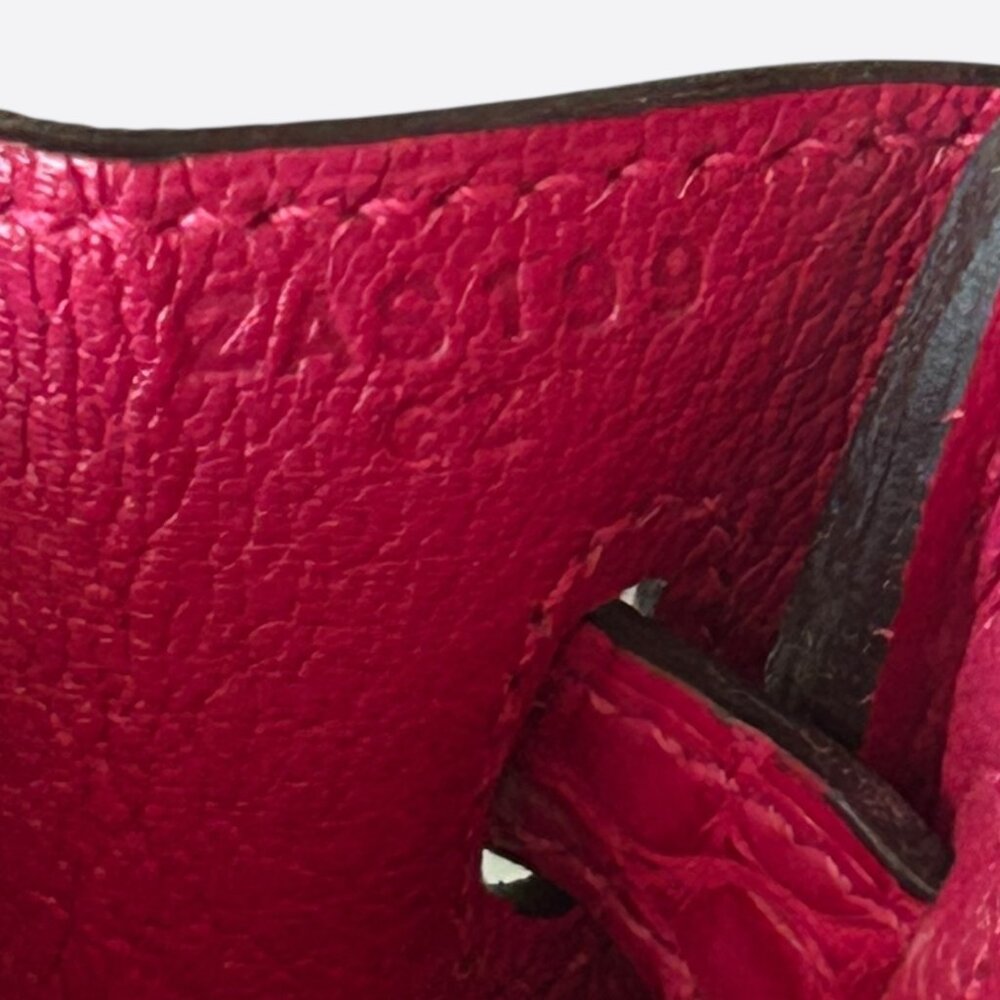 Hermes Pink Frambois Togo & Crocodile Touch Birkin 25 - Picture 8 of 8